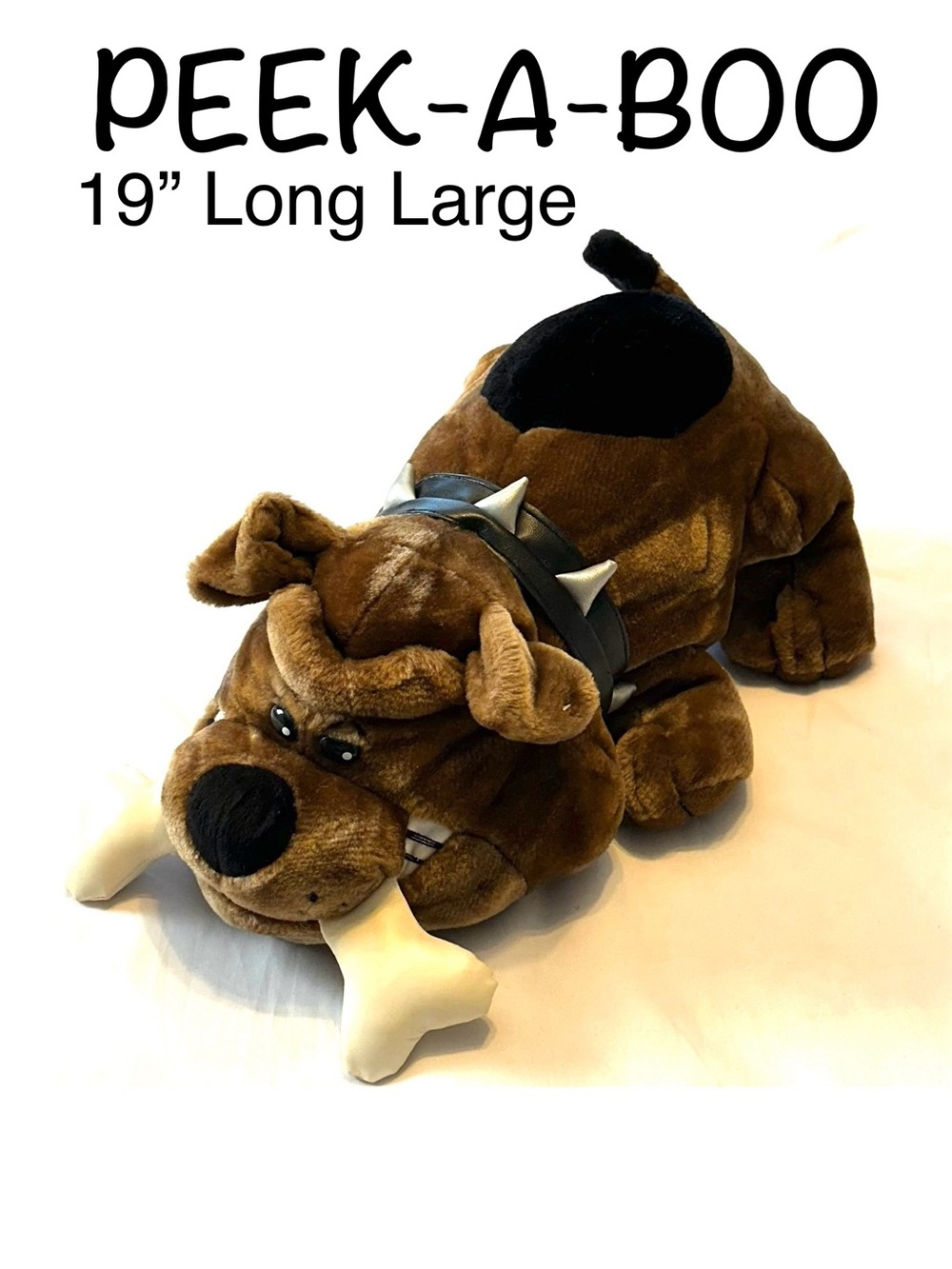 Peek-A-Boo Old Vintage Retired 19" Plush Bulldog Dog Toy with Bone Collectible